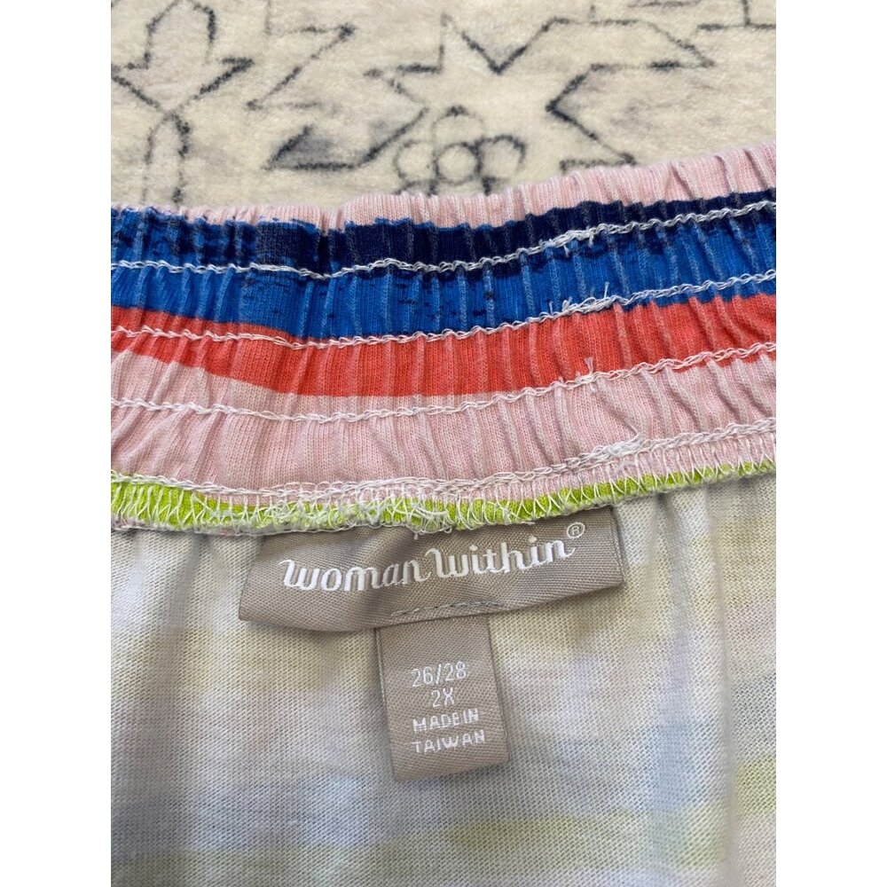 Womens Plus Size 2X (26/28) Skirt Multicolor Striped Elastic Waist Woman Within - Picture 4 of 4